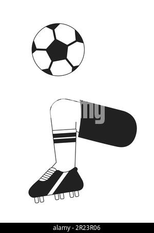 Fußball jongliert monochromatisch flaches Vektor erste Ansicht Bein Stock Vektor