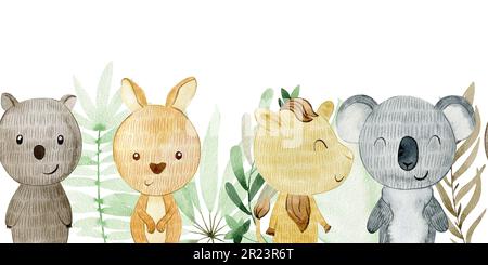 Wasserfarben australische Tiere. Stockfoto