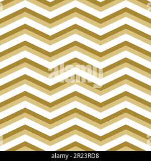 Nahtlose Vektordekoration. Moderner wellenförmiger Hintergrund. Modernes geometrisches Muster mit dunklen und hellen goldenen Zickzacklinien Stock Vektor