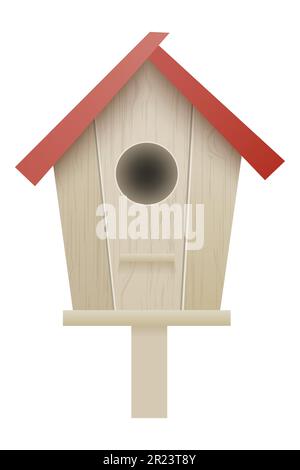 Vogelhaus für Vögel aus Holzvektordarstellung isoliert auf weißem Hintergrund Stock Vektor