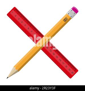 Schreibwaren für den Unterricht flache Symbolvektordarstellung isoliert auf weißem Hintergrund Stock Vektor