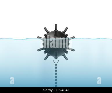 Marine Tiefsee-Anti-Schiff-Mine-Vektor-Illustration isoliert auf weißem Hintergrund Stockfoto
