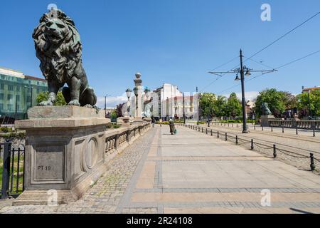 Sofia, Bulgarien. Mai 2023. Panoramablick auf die Löwenbrücke im Stadtzentrum Stockfoto