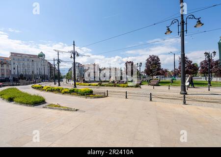 Sofia, Bulgarien. Mai 2023. Panoramablick auf die Löwenbrücke im Stadtzentrum Stockfoto