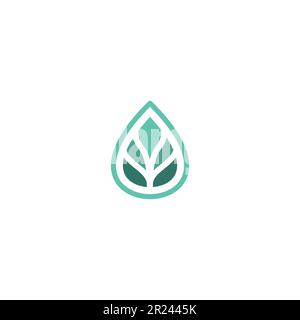 Blatt- und Wasserlogo. Symbol „Öko-Natur“ Stock Vektor