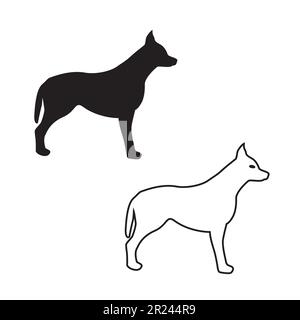 Symbolsatz für Hundesilhouette und Umrisszeichen Stock Vektor