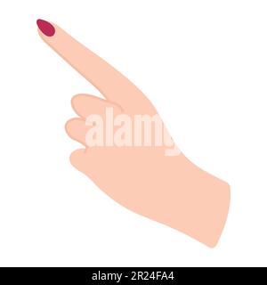 Weibliche Hand mit gestrecktem Zeigefinger. Nonverbale Sprache. Arm einer weißen Frau. Jemanden mit einer Geste schimpfen. Mit dem Finger wedeln. Zart minimalistisch Stock Vektor