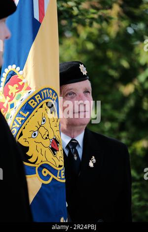 National Memorial Arboretum, Großbritannien. 16. Mai 2023 HRH die Prinzessin Royal feiert den 60. Jahrestag der Royal British Legions, an dem der letzte Soldat aus dem National Service entlassen wurde, und trifft Soldaten und Frauen, die in den verschiedenen Konflikten dienten. Credit Mark Lear/Alamy Live News Stockfoto