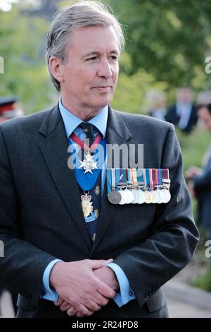 National Memorial Arboretum, Großbritannien. 16. Mai 2023 HRH die Prinzessin Royal feiert den 60. Jahrestag der Royal British Legions, an dem der letzte Soldat aus dem National Service entlassen wurde, und trifft Soldaten und Frauen, die in den verschiedenen Konflikten dienten. Credit Mark Lear/Alamy Live News Stockfoto