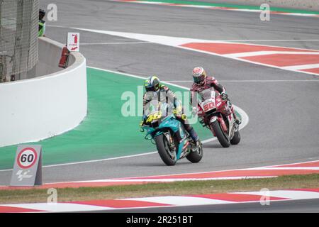 MONTMELLO, SPANIEN-4. JUNI 2021: Valentino Rossi (der Arzt) auf seiner #46 2021 Yamaha YZR-M1 (Team: Petronas Yamaha SRT), MotoGP Weltmeisterschaft 2021 Stockfoto