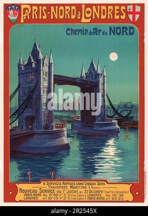 Paris - Nord à Londres. Chemin de Fer du Nord von Gustave Fraipont (1849-1923). Poster wurde um 1900 in Frankreich veröffentlicht. Stockfoto
