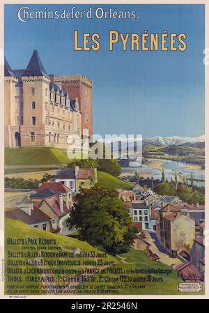 Chemins de fer d'Orléans. Les Pyrénées von F. Hugo d'Alési (1849-1906). Poster wurde 1899 in Frankreich veröffentlicht. Stockfoto