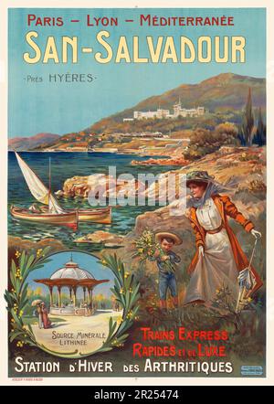 Paris - Lyon - Méditerranée. San-Salvadour près Hyères von Ernest Louis Lessieux (1848-1925). Poster wurde 1920 in Frankreich veröffentlicht. Stockfoto