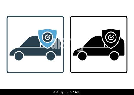 Symbol für Transportversicherung. Symbol für Fahrzeugschutz. Solides Icon-Design. Einfache Vektorkonstruktion editierbar Stock Vektor