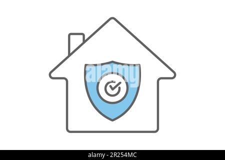 Symbol für Hausversicherung. Hausschutz. Zweifarbiges Icon-Design. Einfache Vektorkonstruktion editierbar Stock Vektor