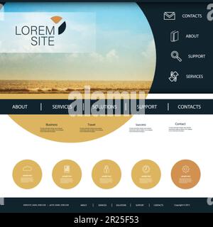 Websitedesign für Ihr Unternehmen mit Image-Hintergrund für den Strand Stock Vektor