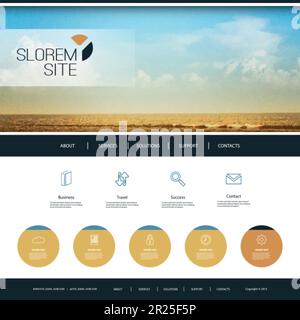 Websitedesign für Ihr Unternehmen mit Image-Hintergrund für den Strand Stock Vektor