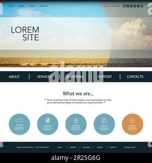 Vorlage für Website-Design für Ihr Unternehmen mit Image-Hintergrund für den Strand Stock Vektor