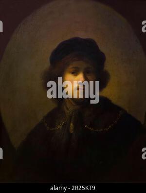 Selbstbildnis als junger Mann, Rembrandt, ca.1630, Stockfoto