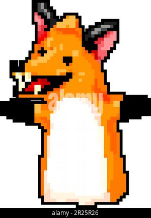 fox-Handpuppe Spiel Pixel-Art-Vektordarstellung Stock Vektor