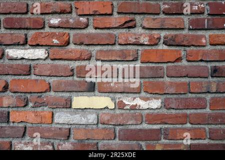 Nahaufnahme einer Ziegelmauer. Stockfoto