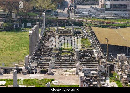 Ein Bild der Basilika der antiken Stadt Smyrna Agora in Izmir. Stockfoto