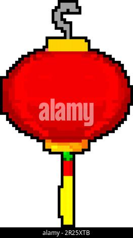 festival Asiatische Laterne Spiel Pixel-Art Vektordarstellung Stock Vektor