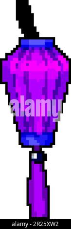 japanische asiatische Laterne Spiel Pixel Art Vektordarstellung Stock Vektor