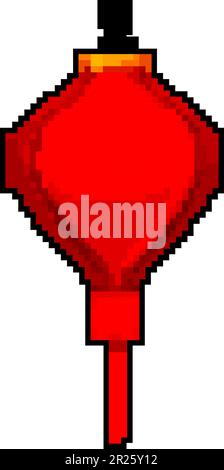 china-asiatische Laterne Spiel Pixel Art Vektordarstellung Stock Vektor