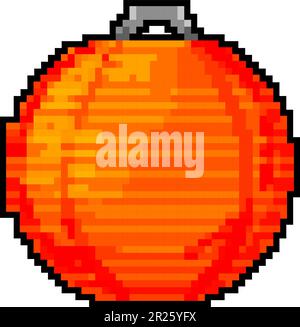 Traditionelle asiatische Laterne, Pixel-Art-Vektordarstellung Stock Vektor