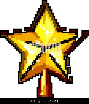 Goldene weihnachtssternspiel Pixel-Art-Vektordarstellung Stock Vektor