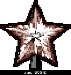 goldenes weihnachtssternspiel Pixel-Art-Vektordarstellung Stock Vektor