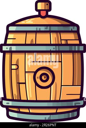 Das alte Weinkellereifass enthält flüssige Getränke Stock Vektor