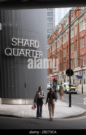 Im Shard Quarter befinden sich das höchste Gebäude Westeuropas – The Shard, das Hauptquartier von News UK – das News Building und der Shard Place Stockfoto