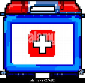 Gesundheit erste-Hilfe-Kasten Spiel Pixel Art Vektordarstellung Stock Vektor