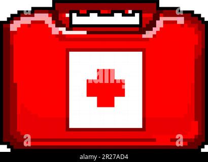 Doktor erste-Hilfe-Kasten Spiel Pixel-Art-Vektordarstellung Stock Vektor