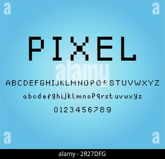 8-Bit-Pixel-Alphabet. Moderne, stilvolle Schriftarten oder Schriftarten für Titel oder Titel wie Poster, Layout-Design, Spiele, Websites oder Printmedien. Stock Vektor