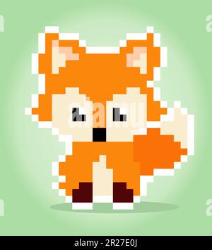 8-Bit-Pixel Fuchs. Tier-in-Vektor-Illustration für Kreuzstich und Spielelemente. Stock Vektor