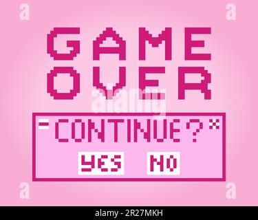 8-Bit-Pixel-Text, das Spiel ist aus. Hintergrundsymbol für Spielelemente in Vektorabbildungen. Stock Vektor