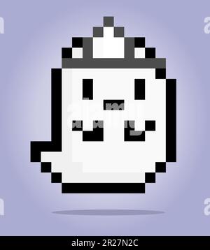 8-Bit-Pixel-Ghost. Süßer fliegender Geist im Vektorbild Stock Vektor