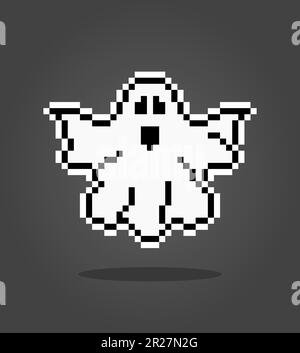 8-Bit-Pixel-Ghost. Süßer fliegender Geist im Vektorbild. Stock Vektor