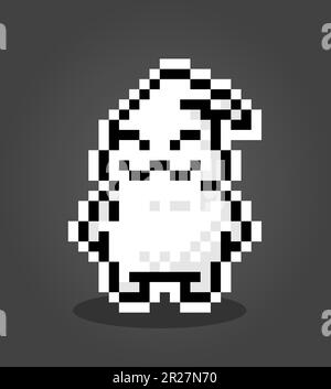 8-Bit-Pixel-Ghost. Süßer Fettgeist im Vektorbild. Stock Vektor