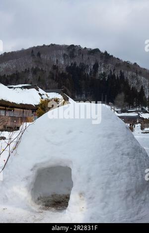 Ouchi-Juku im Schnee Kamakura Stockfoto