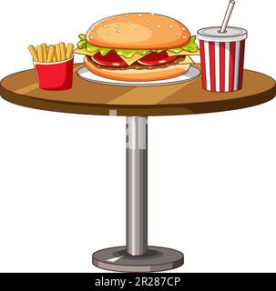 Abbildung: Junk-Food-Set auf dem Tisch Stock Vektor