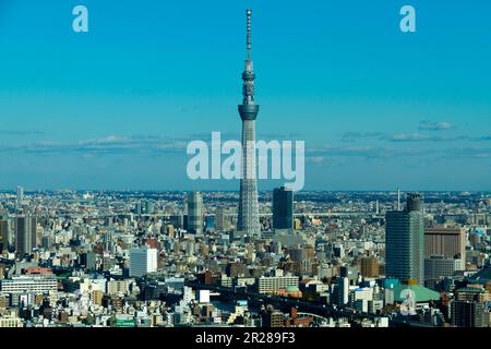 Tokyo Sky Tree und Ryogoku Kokugikan Stockfoto