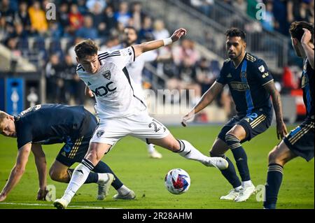 Chester, Pennsylvania, USA. 17. Mai 2023. Der DC-United-Spieler THEODORE KU-DIPIETRO (21) in Aktion während des Spiels gegen die Philadelphia Union im Subaru Park in Chester. (Kreditbild: © Ricky Fitchett/ZUMA Press Wire) NUR REDAKTIONELLE VERWENDUNG! Nicht für den kommerziellen GEBRAUCH! Stockfoto