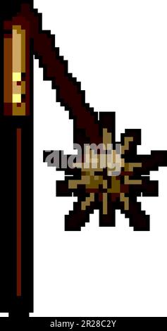 Scharfe mittelalterliche Waffenspiele Pixel-Art-Vektordarstellung Stock Vektor