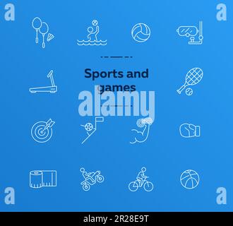 Symbolsatz für Sport- und Spiellinien Stock Vektor