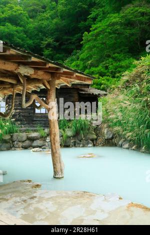 Tsurunoyu Thermalquelle des Thermaldorfs Nyutoonsen im Sommer in der Präfektur Akita Stockfoto