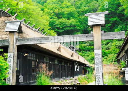 Tsurunoyu Thermalquelle des Thermaldorfs Nyutoonsen im Sommer in der Präfektur Akita Stockfoto